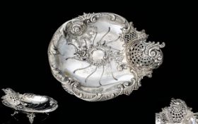 Austrian 19th Century Fine Quality and Large Ornate Silver Footed Bowl,