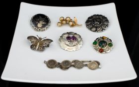 A Collection Of Antique And Vintage Silver And Mixed Metal Jewellery Seven items in total to