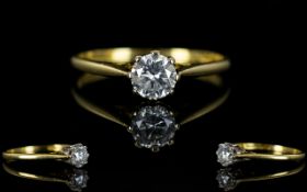 18ct Gold Single Stone Diamond Ring. Fully Hallmarked for 750 - 18ct. Good Clarity and Colour.