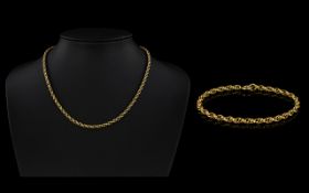 9ct Gold Double Link Design Chain with Matching 9ct Gold Bracelet. Not Marked but Tests Gold. 13.