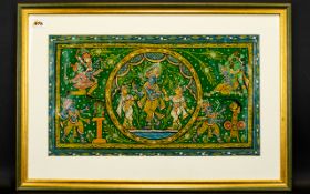 A Late 19th/Early 20th Century Painting Depicting Indian Deity's In traditional style. Housed in