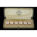 Gentleman's - Wonderful Quality Set of Six - Rose Gold Tone Gilt and Pearl Studs,