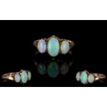 Edwardian Period Nice Quality and Attractive 9ct Gold - 3 Stone Opal Dress Ring,