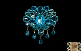 A Vintage Czech Crystal Set Raindrop Statement Brooch By Lilien Wonderful multi-crystal brooch circa