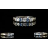 18ct White Gold Diamond and Aquamarine Set Dress Ring,