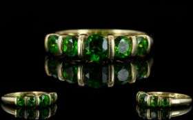 Ladies - 9ct Gold Set 5 Stone Peridot Dress Ring. The Peridot's of Good Colour.