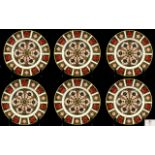 Royal Crown Derby Very Nice Quality Set of Six Old Imari Pattern Cabinet Plates ( 6 ) In Total.