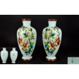 Victorian Period Pair of Impressive Opaline - Powder Blue Glass Vases,