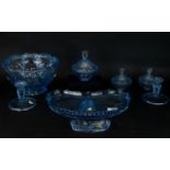Bohemia Glass Dressing Table Set Comprising of Trinket Pots And Tray,