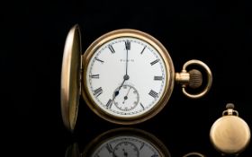 Elgin 10ct Gold Plated Full Hunter Pocket Watch, Guaranteed to be of 2 Plates of 10 ct Gold,