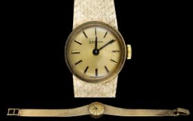 Zenith Ladies 1970's 9ct Bracelet Watch. Fully Hallmarked - Please See Photo. Gold Weight 21 grams.