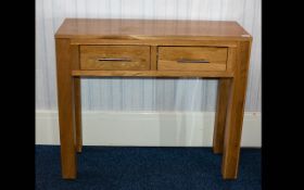 Contemporary Beech Wood Console Table Side table with two frieze drawers.