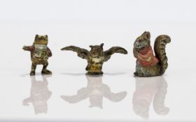 Antique Miniature Cold Painted Figures Three in total each approx 1cm in length.