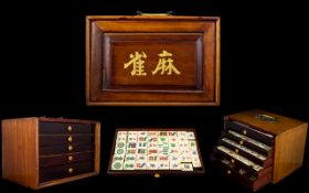 A 1920's Chinese Rosewood Bone And Bamboo Majong/ Mah-Jongg Set Wonderful antique set,