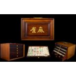 A 1920's Chinese Rosewood Bone And Bamboo Majong/ Mah-Jongg Set Wonderful antique set,