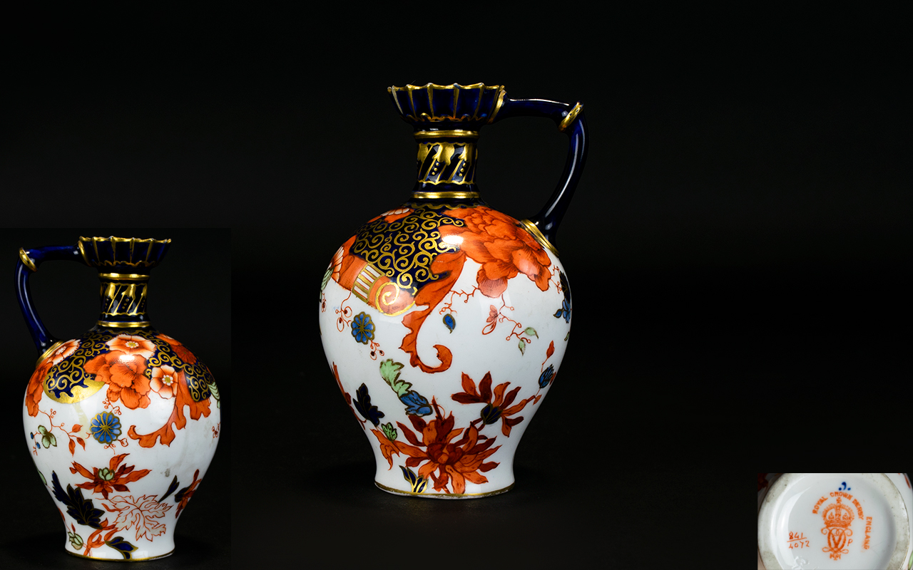 Royal Crown Derby Small Jug. Date 1889, Hand Painted 22ct Gold Finish.
