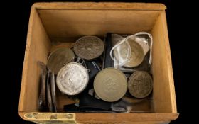 Box Containing a Small Quantity of Modern Commemorative Crowns Together with a Mounted 1883 Silver