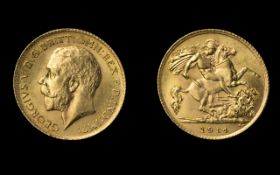 George V 22ct Gold Half Sovereign, Date 1914, London Mint & High Grade - Please See Photo.
