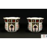 Royal Crown Derby Nice Quality Old Imari Pattern Pair of Gardenia Planters.