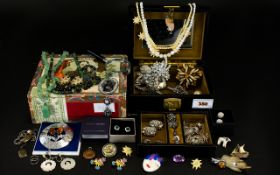 ( 2 ) Small Boxes of Mixed Costume Jewellery.