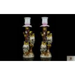 German Mid 19th Century Attractive and Novelty Pair of Hand Painted - Porcelain Figural Ceramic