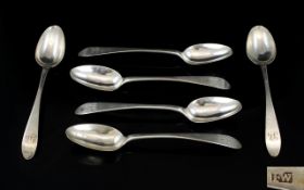 George III Rare - Set of Early Silver Teaspoons by Thomas Wallis. Maker Thomas Wallis. c.