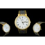 Omega Deville Gents 18ct Gold Plated and Steel Date-Just Wrist Watch.