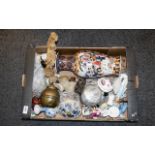 Box of Assorted Collectables and Ceramics including Oriental Ware, figures, bowls, candlesticks,