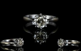 18ct White Gold Single Stone Diamond Dress Ring. Elusion Set.