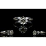 18ct White Gold Single Stone Diamond Dress Ring. Elusion Set.