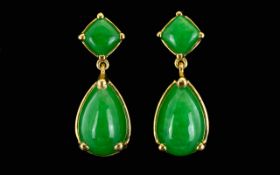 Green Jade Drop Earrings,