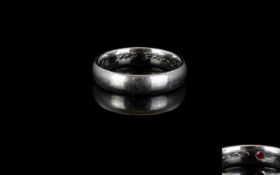 Palladium Wedding Band with Ruby Set to Interior of Shank. Marked P D 950. Ring Size - S. AN5. 6.2