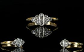 Ladies 18ct and Platinum Diamond Set Dress Ring. c.1930's.