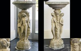 Antique Reconstituted Stone Bird Bath. An impressive classical style garden water feature.