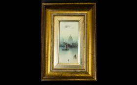 Oil On Board Titled 'St Paul's' Vintage oil on board in deep brushed gilt frame with pale gilt