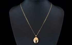 9ct Gold Chain and Pendant. Necklace Approx 18 Inches In length & Locket 3/4 Inch.