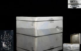 George V Silver Lidded Table Cigarette Box of Plain Form. Hallmark Birmingham 1916.