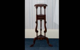 Mahogany Torchere Plant stand/hall stand with circular top and stretcher,