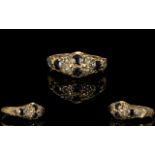 Antique Period 9ct Gold Garnet and Seed Pearl Dress Ring. Fully Hallmarked for 9ct.