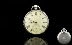 Antique Period Fine Silver - Key-wind Open Faced Pocket Watch, Overall Good Condition,