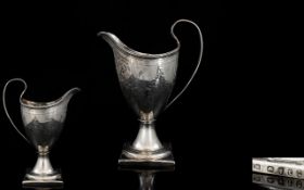 George III - Superb Helmet Shaped Silver Cream Jug, with Gilt Interior, Excellent Proportions.