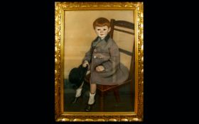 Original Chalk Pastel Portrait 'Cyril 'Squib' Bradley' Signed K Shearfield 1924 A large scale