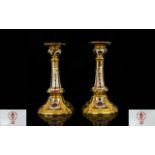 Royal Crown Derby Superb Quality Pair of Old Imari S.G.B ( Solid Gold Band ) 22ct Gold Candlesticks.