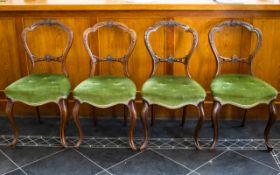 Four Antique Balloon Back Dining Chairs.