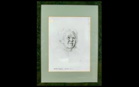 Michael Noakes VPRO1,RP 1933 - 2018 Pencil Sketch of Dame Margaret Rutherford OBE 1892 - 1972.