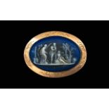 Wedgwood - Jasperware Antique 9ct Gold Mounted Oval Shaped Brooch with 9ct Gold Safety Chain.