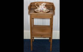 Stripped Pine Wash Stand Rustic stand with aperture for bowl and jug,