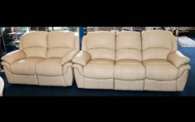 A Contemporary Leather Suite Comprising one three seater sofa and one two seater sofa.