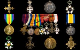 A Very Fine and Scarce WWI Group of 8 Medals to 2nd Lieut O.J. Kudsen, O.B.E. The Lot Consists of