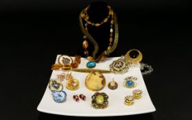 A Large Collection of Mixed Costume Jewelry A varied lot, to contain Austrian crystal collar